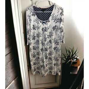 Miss Elaine Floral Nightgown 3/4 Sleeves Pajamas SIZE SMALL Cotton/Polyester EUC